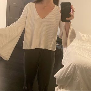 Free People - White bell sleeve sweater - size small